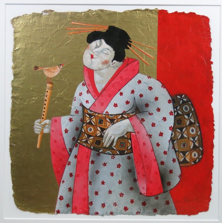 Ada Breedveld: Zeefdruk, Femmes Japonnais IV - Ingelijst verkocht voor € 171!