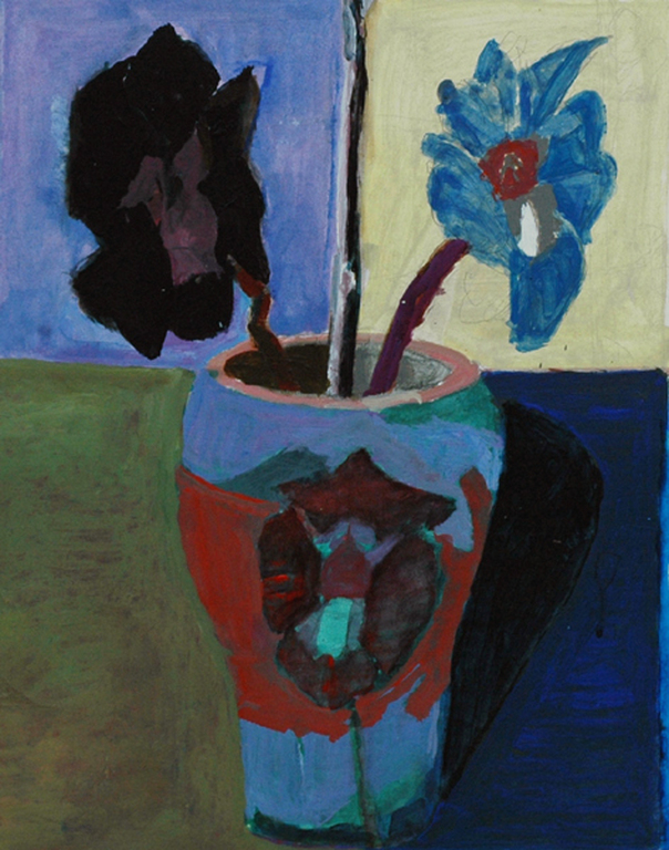 Hans Ebeling Koning, gouache, Vaas en violen kopen? Bied vanaf 200!