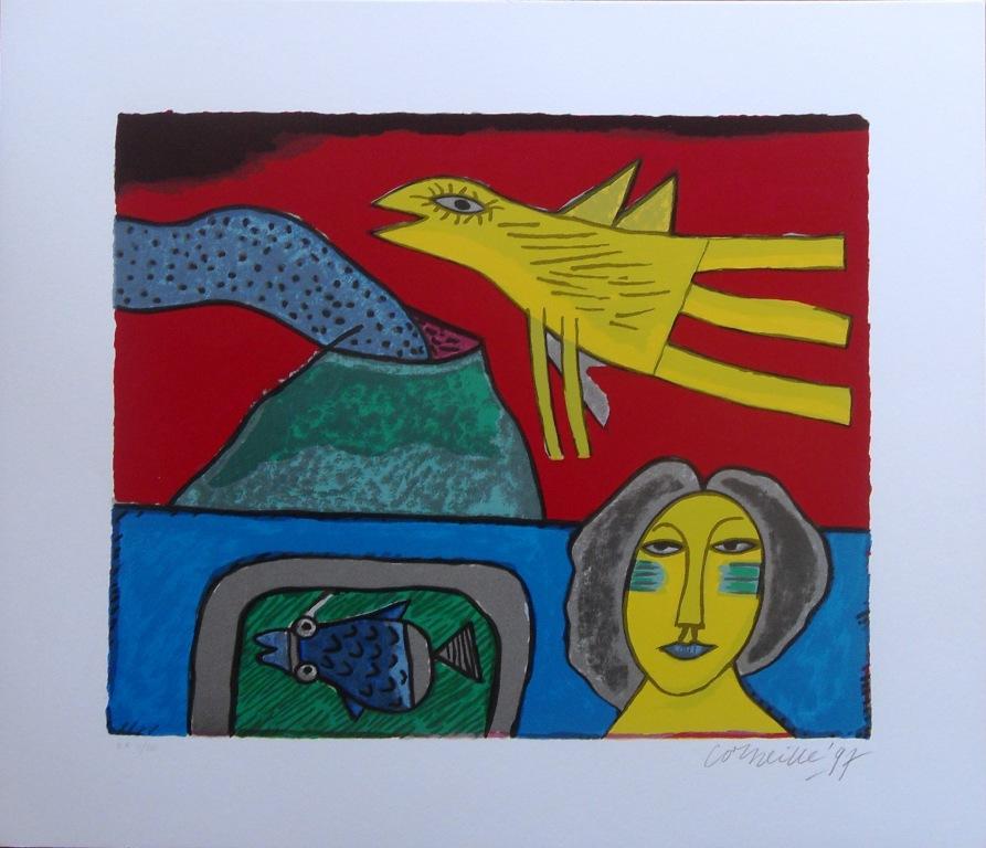 Corneille : vrouw,vogel en vulkaan verkocht voor € 65!