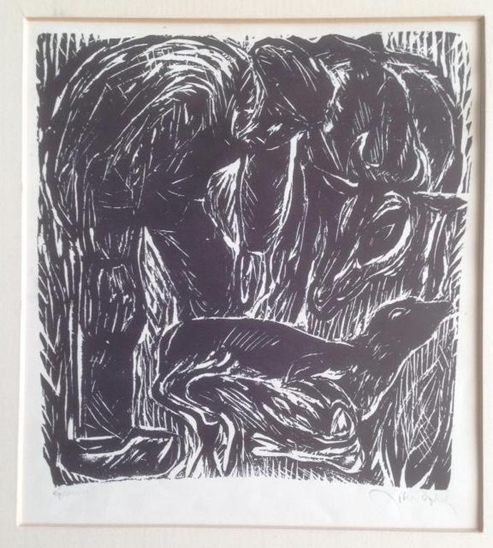 Johan Dijkstra zeldzame houtsnede. verkocht voor € 150!