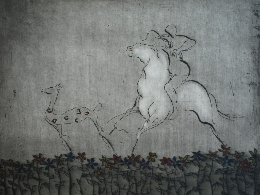 WIM WORM (1939) – Ets – Hijgend hert  – Gesigneerd – 1979 - Oplage 15 ex. verkocht voor € 35!