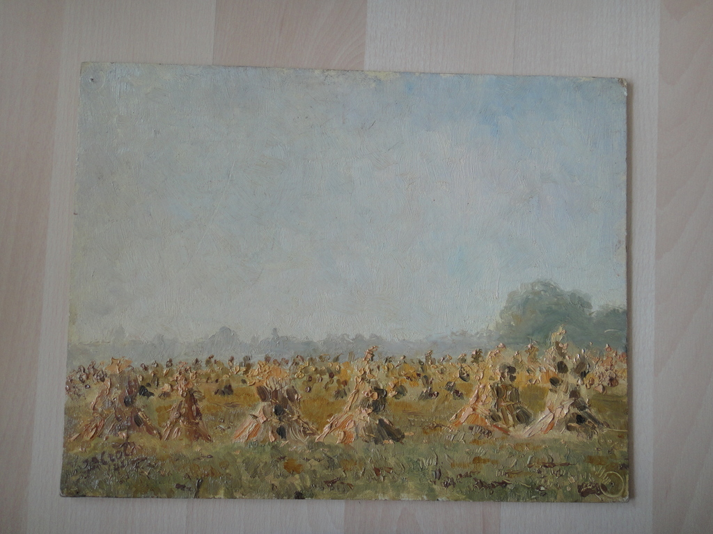 Johannes Baptista Crol, olieverf op board, landschap met hooioppers kopen? Bied vanaf 35!