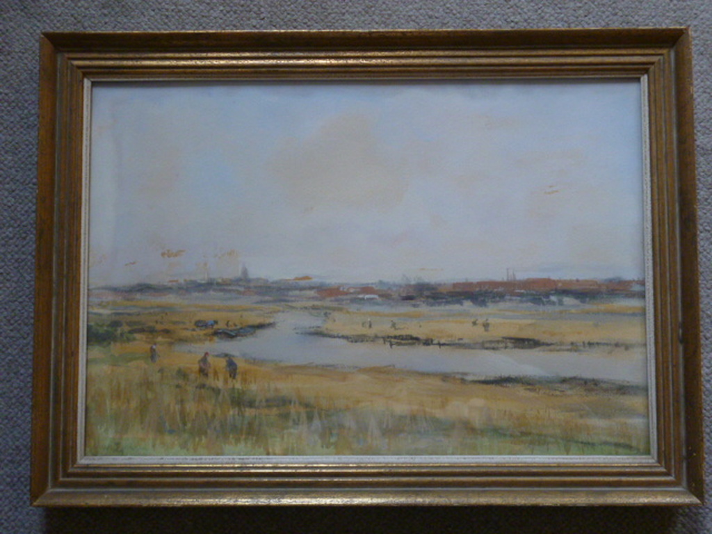 Willem G.F. Jansen - aquarel - Rivierlandschap kopen? Bied vanaf 150!