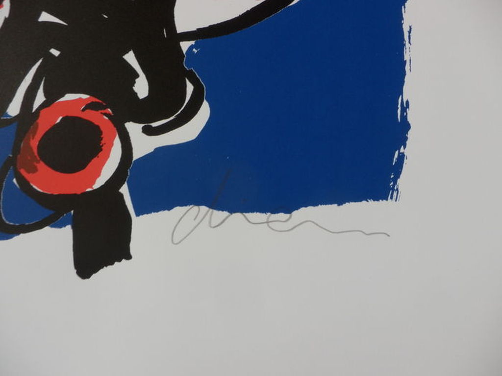 PETER DIEM XL Zeefdruk (56x76 cm)  REUZENKOE BLAUW  Handgesigneerd kopen? Bied vanaf 65!