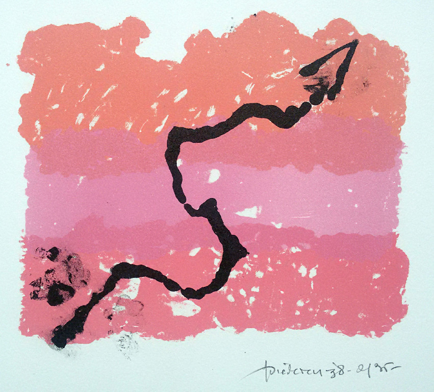 Jef Diederen - Compositie in zwart en roze, litho verkocht voor € 35!