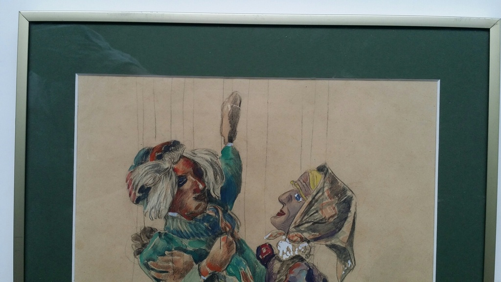 Frans van Noorden, Aquarel, Marionetten (Jan Klaassen en Katrijn) kopen? Bied vanaf 75!