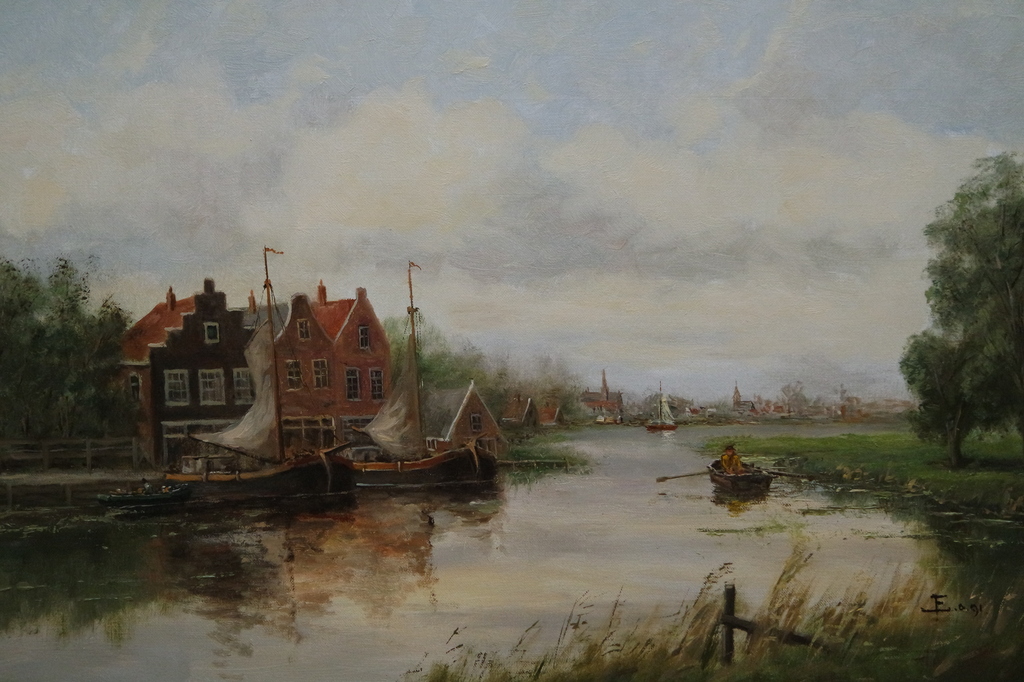 Jan Ernens (1919) - olieverf op doek - Hollands rivierlandschap kopen? Bied vanaf 285!