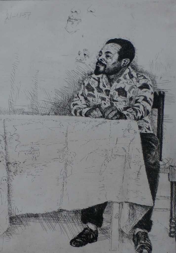 Henk Huig - Ets - Prins Kayia - 1957 kopen? Bied vanaf 40!