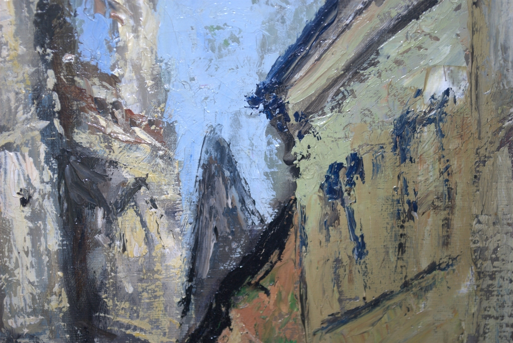 Franse stad - olieverf op doek uit 1965 met initialen FW kopen? Bied vanaf 25!