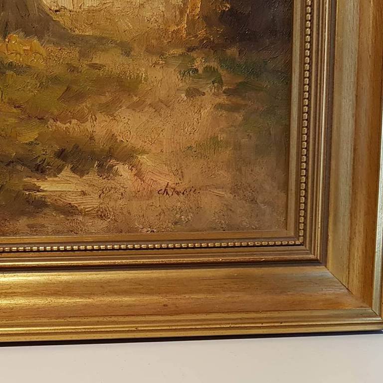 CH.Petit (Ps: A.CH.W.Terhell,1863-1949) Olieverf, Boerderij met korenschoven. kopen? Bied vanaf 30!