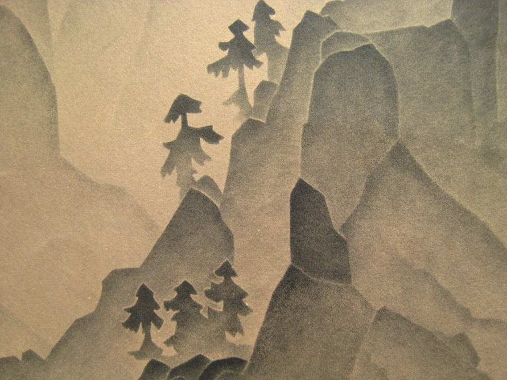 Sfeervolle Japan of China naieve tekening "Berglandschap" gesigneerd 1935  kopen? Bied vanaf 1!