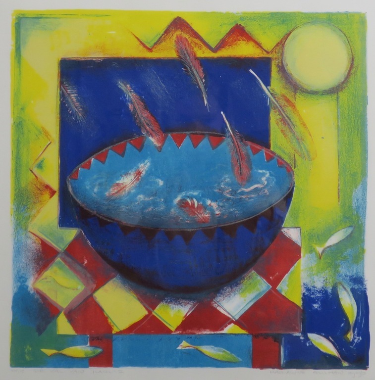 Marianne Aulman: Litho, De val van Icarus II - Ingelijst kopen? Bied vanaf 20!