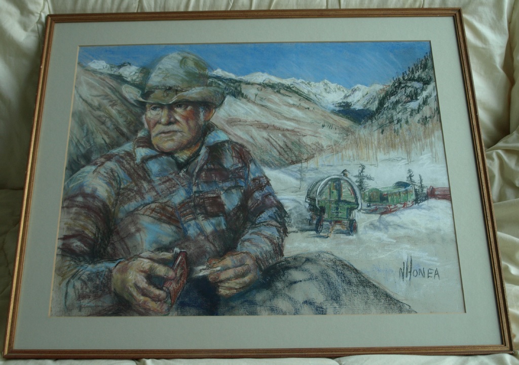 Onduidelijke signatuur : Pasteltekening – Cowboy – gesigneerd & ingelijst kopen? Bied vanaf 1!