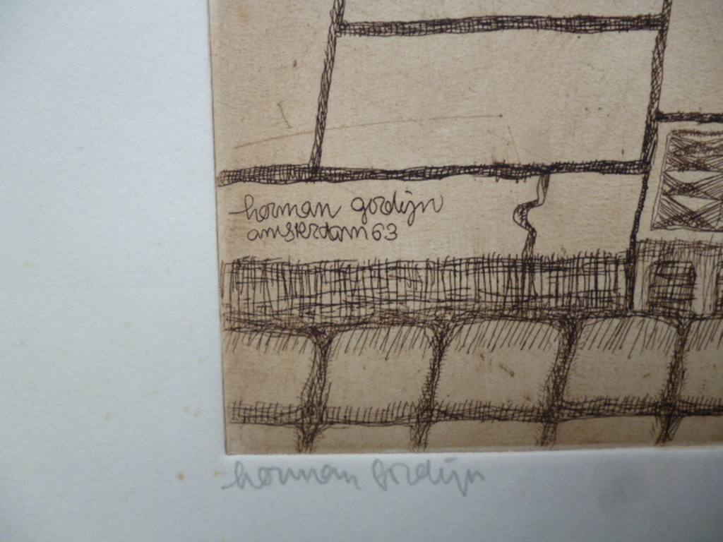 Herman Gordijn - ets - Knikkeren kopen? Bied vanaf 200!