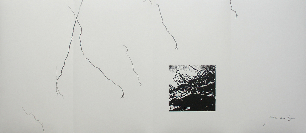 Armando, originele potloodtekening met een zeefdruk, plus boekwerk. verkocht voor € 675!