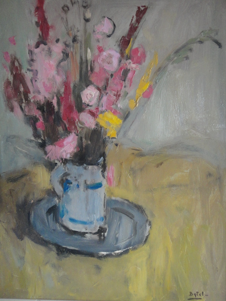 Jacobus Bijtel, olieverf, expressionistisch bloemstilleven met gladiolen kopen? Bied vanaf 350!