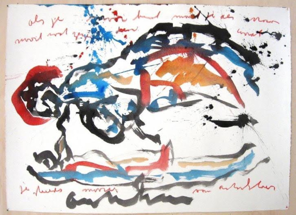 Anton Heyboer - Gesigneerde gouache en voorzien van tekst !!! verkocht voor € 225!