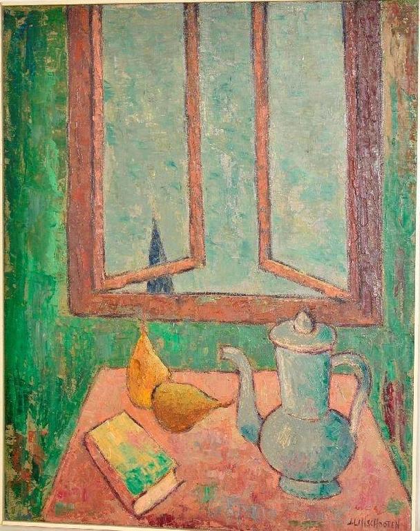 Jan Linschooten: olieverfschilderij. Stilleven verkocht voor € 100!