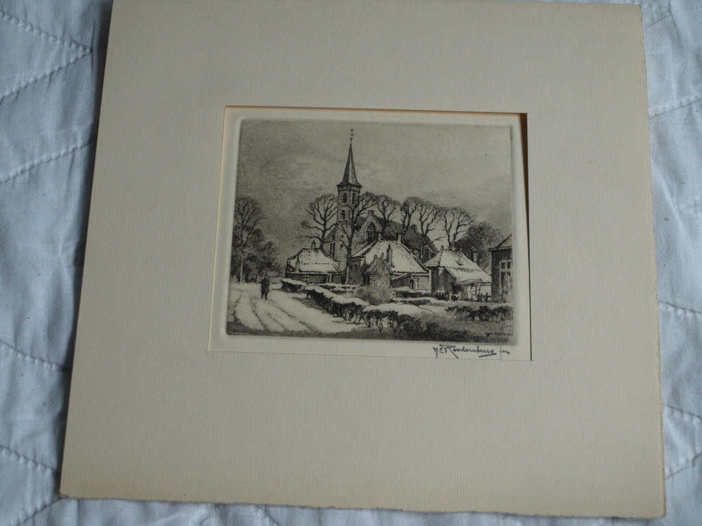 Hendrikus Elias Roodenburg : Ets – Wassenaar – gesigneerd – 1959 kopen? Bied vanaf 25!