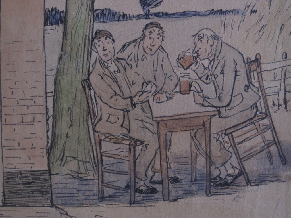 Leuk! Aquarel van "Verkade" schilder Jan v Oort - "Drankpauze" ca. 1900 gesignd kopen? Bied vanaf 1!