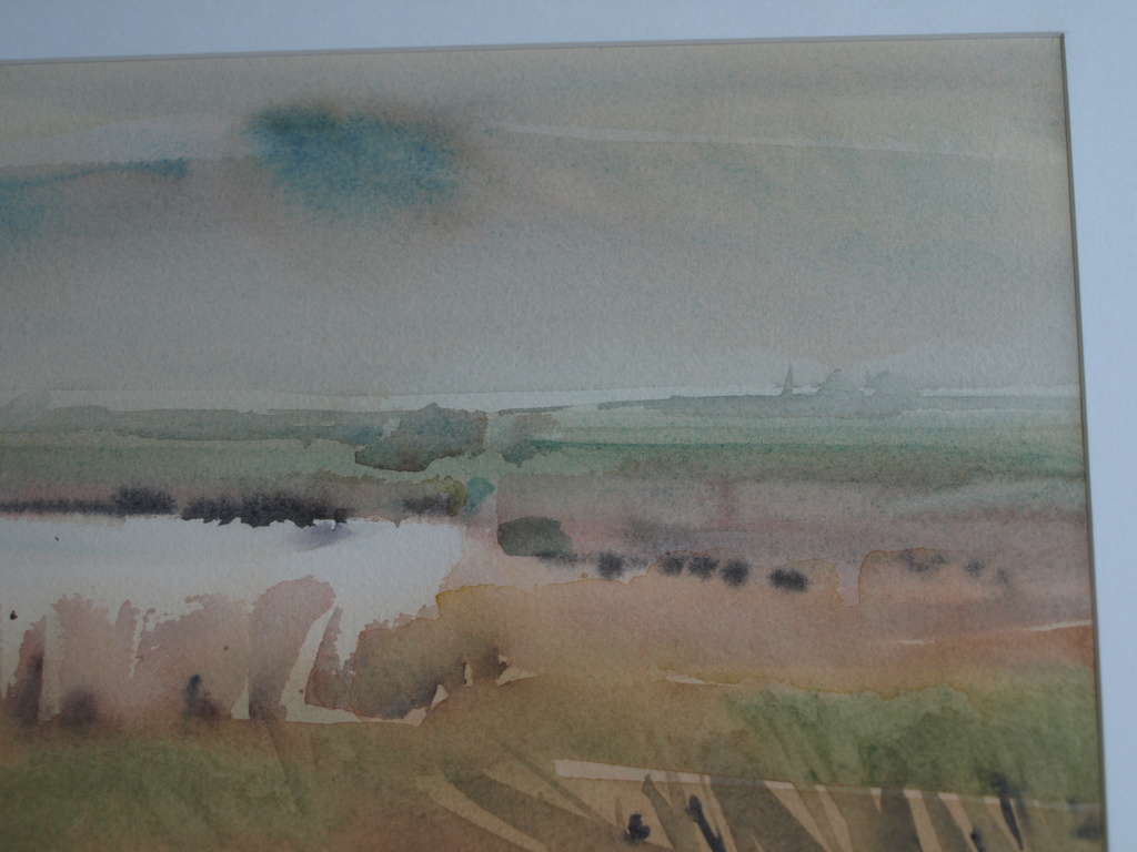 Frederik Beerbaum : Aquarel – Landschap I – gesigneerd & ingelijst – ca 1975  kopen? Bied vanaf 75!