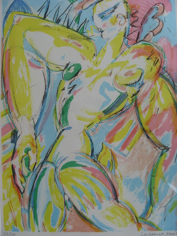 Paul de Lussanet, Kleurenlitho, Compositie van een vrouw, 1986 verkocht voor € 56!