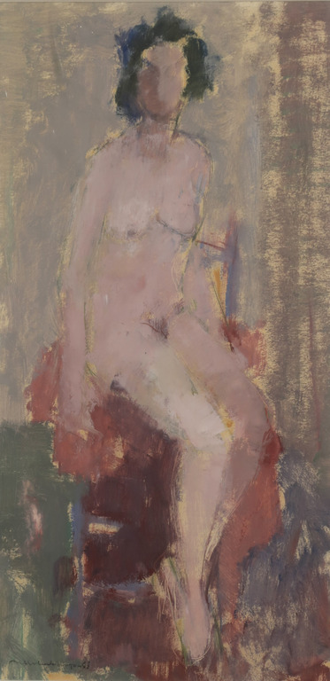 Nico Molenkamp: Olieverf op papier, Model - Ingelijst verkocht voor € 450!