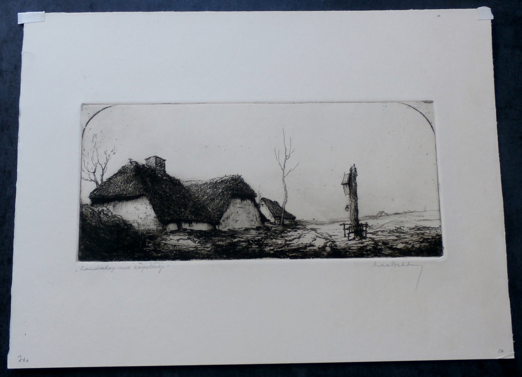 Dirk Baksteen - ets: landschap met kapelletje kopen? Bied vanaf 80!