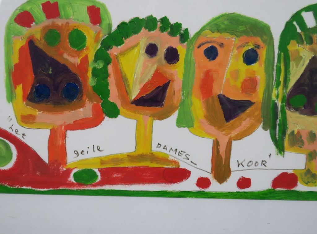 Meertje Kaal: Olieverf op papier, Het geile dames koor - Ingelijst kopen? Bied vanaf 1!