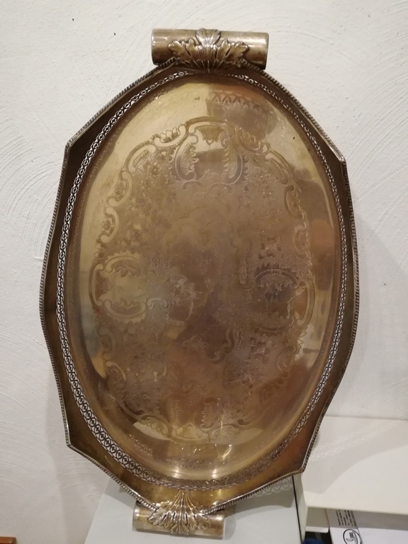 verzilverde serveer schaal - afkomstig uit England - periode 1950 kopen? Bied vanaf 39!