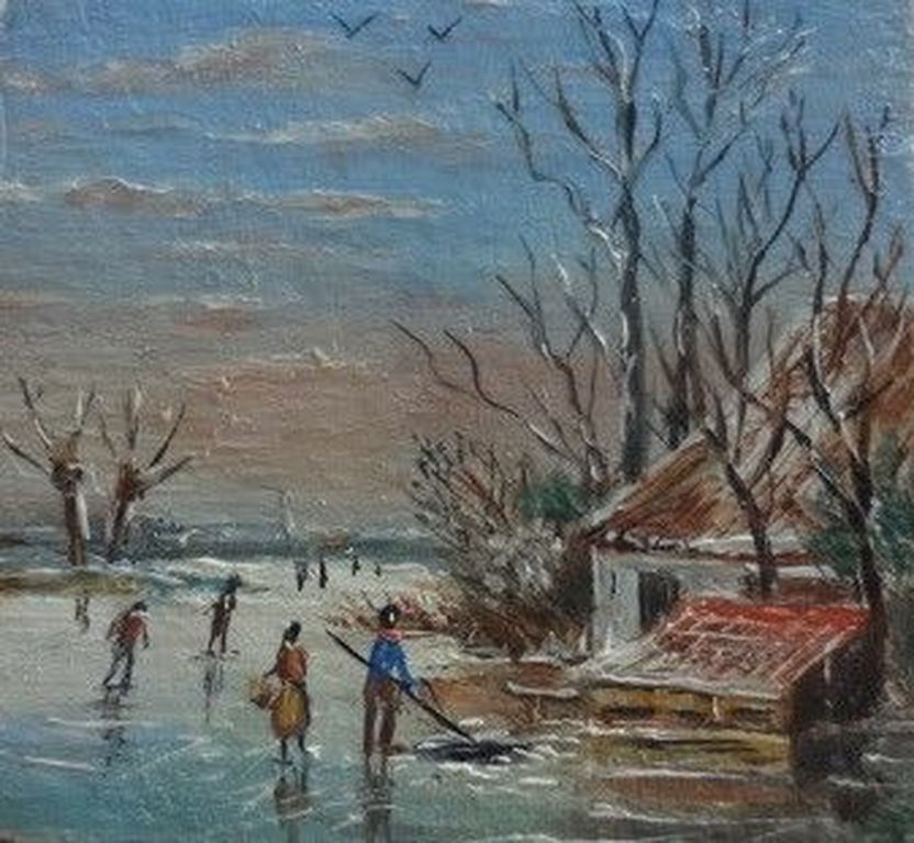 Two miniature paintings of a winter scene and a summer scene kopen? Bied vanaf 1!