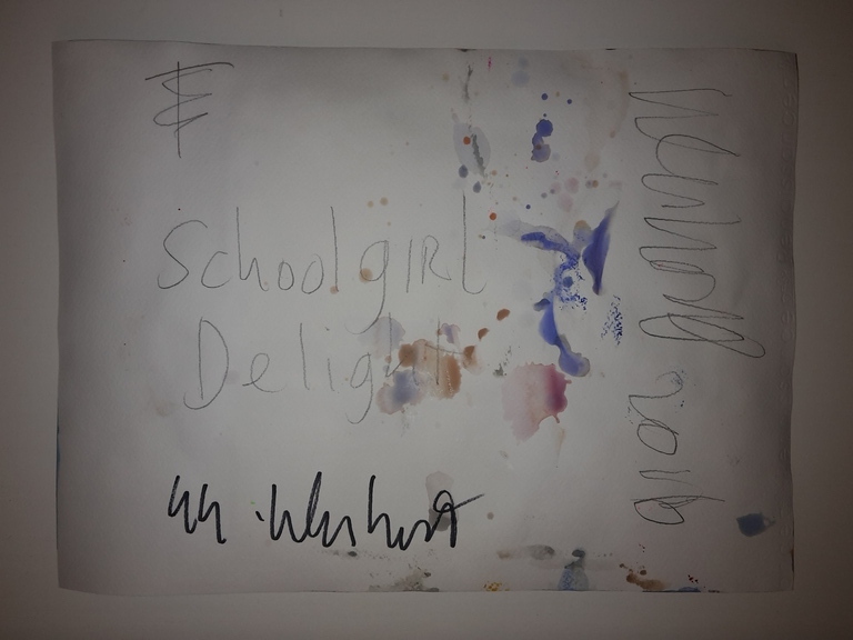 Peter Klashorst - gemengde techniek op aquarel papier - Schoolgirl delight kopen? Bied vanaf 60!