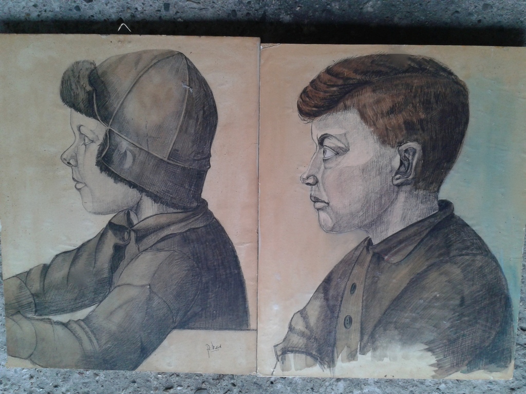 2 Zeer oude tekeningen/aquarellen 45 x 35 cm-gesigneerd F.Wilbert   kopen? Bied vanaf 10!