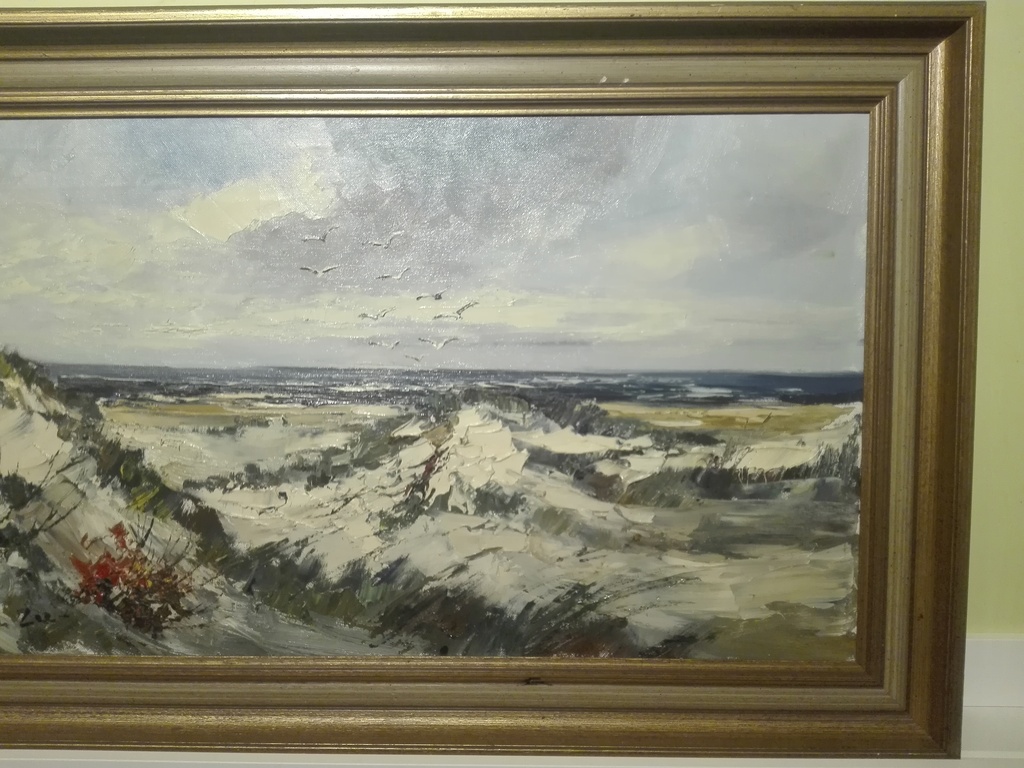 Bergen aan Zee, schilderij uit circa 1960, olieverf op doek verkocht voor € 55!
