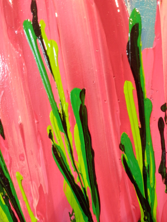 AD van HASSEL Schilderij op MDF  MAGENTA TULPEN in baklijst Handgesigneerd kopen? Bied vanaf 35!