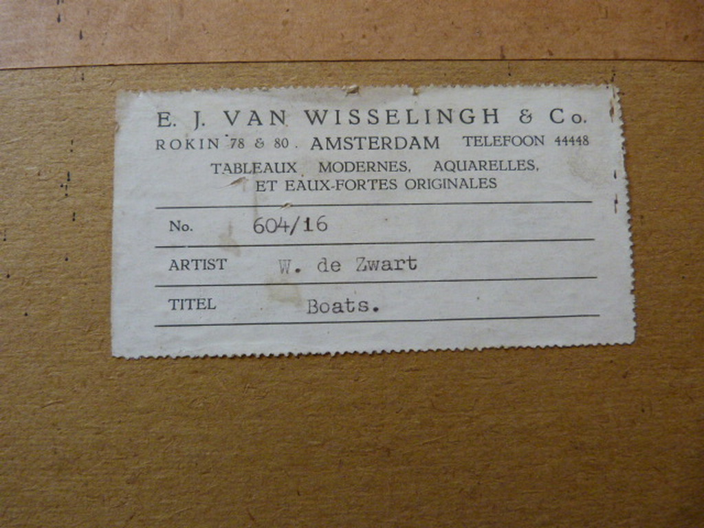 Willem de Zwart  ( 1862 - 1931 )  -  ets  -  Boats. kopen? Bied vanaf 60!
