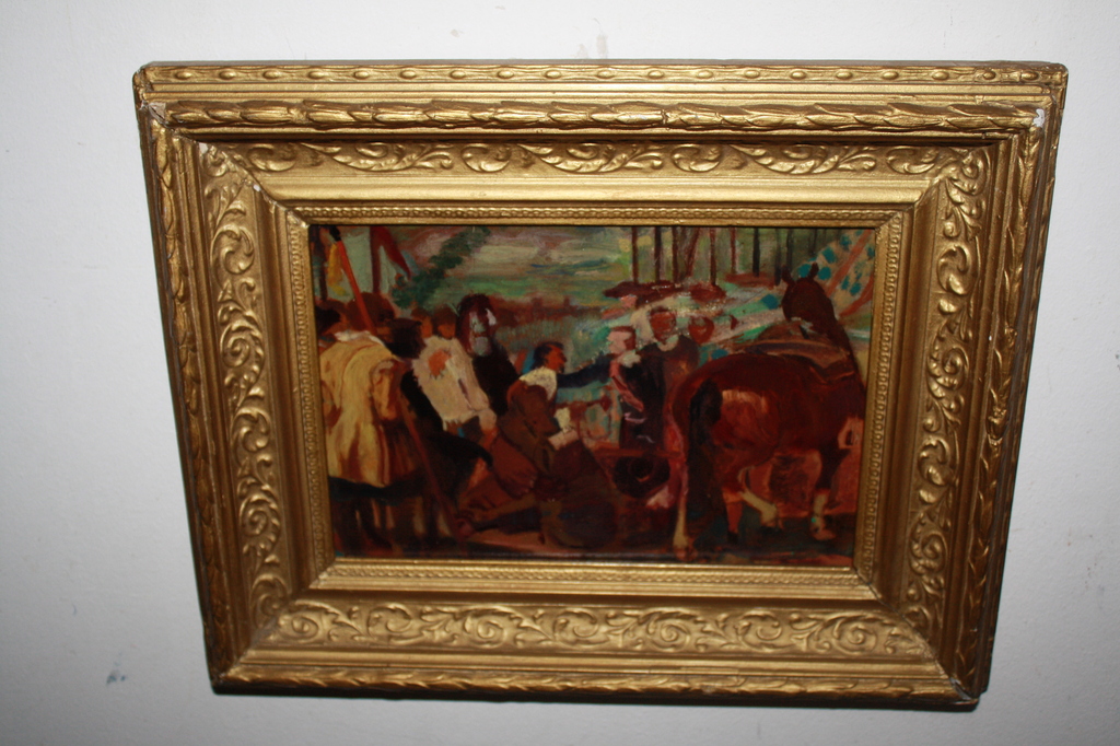 SOLDATEN MET PAARDEN  olieverf - GEEN RESERVE PR kopen? Bied vanaf 1!