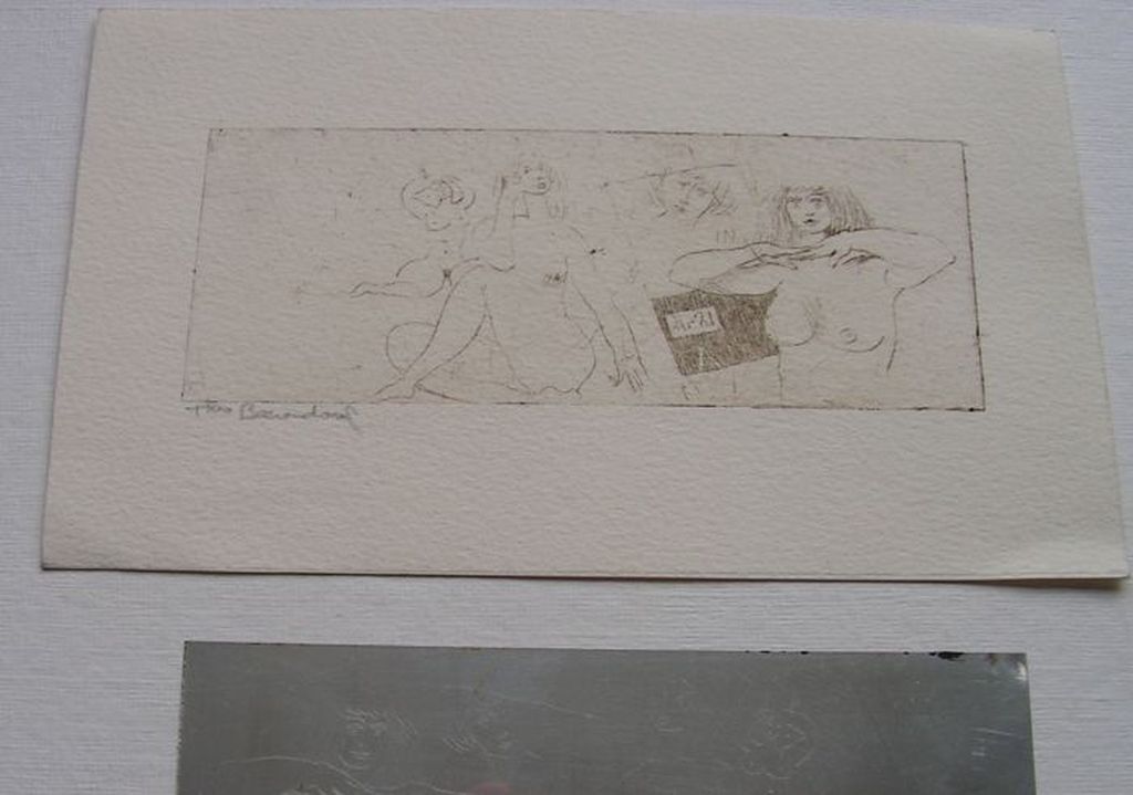 Theo Beerendonk - ets - Erotische prent Nr 21 - MET de etsplaat!! verkocht voor € 50!