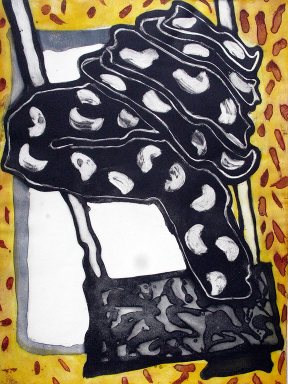 INGRID BOUWS - Grote abstracte ETS - GESIGNEERD 1984.  verkocht voor € 35!