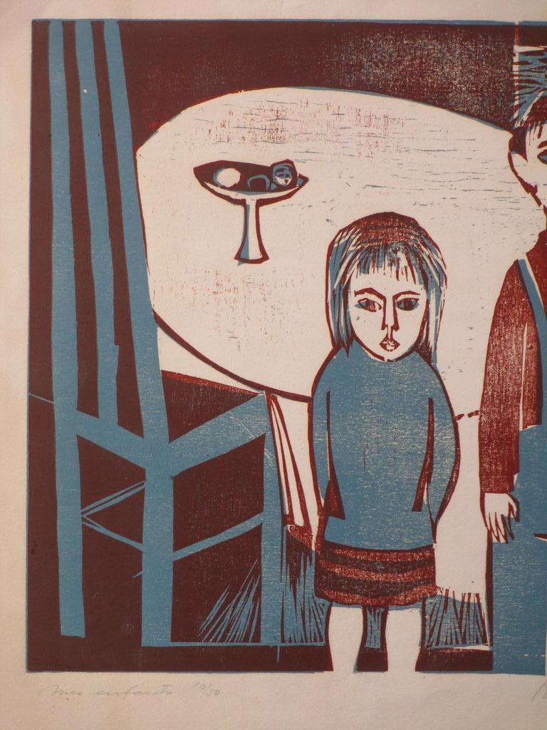 Flip van der Burgt, Mes enfants, Kleurhoutsnede kopen? Bied vanaf 35!