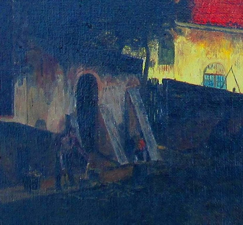 G. v.d. Sande, Olieverf op doek, Stadsgezicht uit vroeger tijd kopen? Bied vanaf 20!