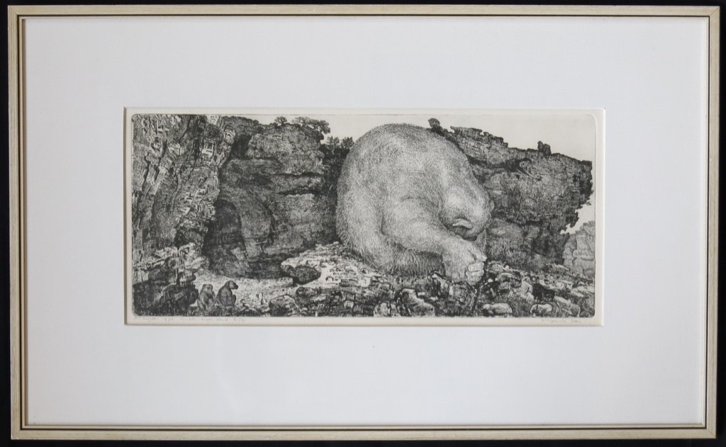 Anneke Kuijper: Ets, Slapende beer -Ingelijst kopen? Bied vanaf 1!