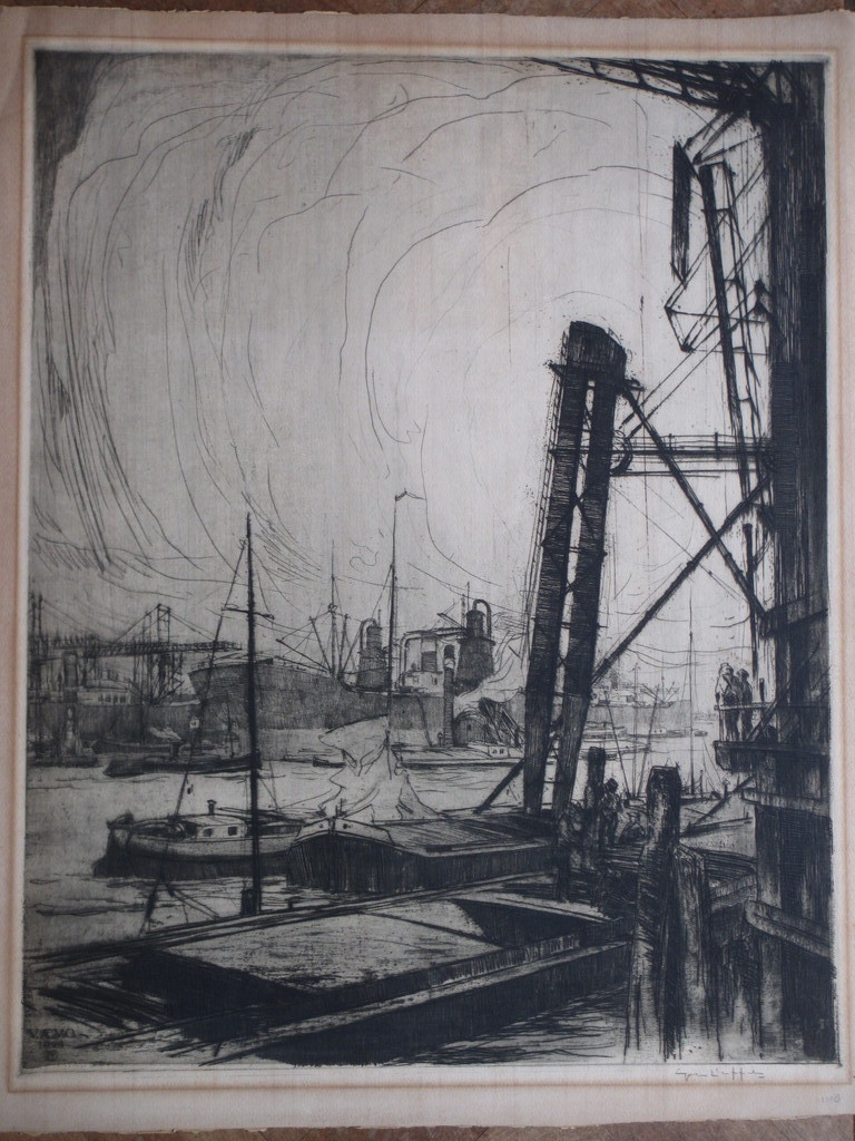 Gerrit van Duffelen, Rotterdamse haven, Ets 1924 kopen? Bied vanaf 50!