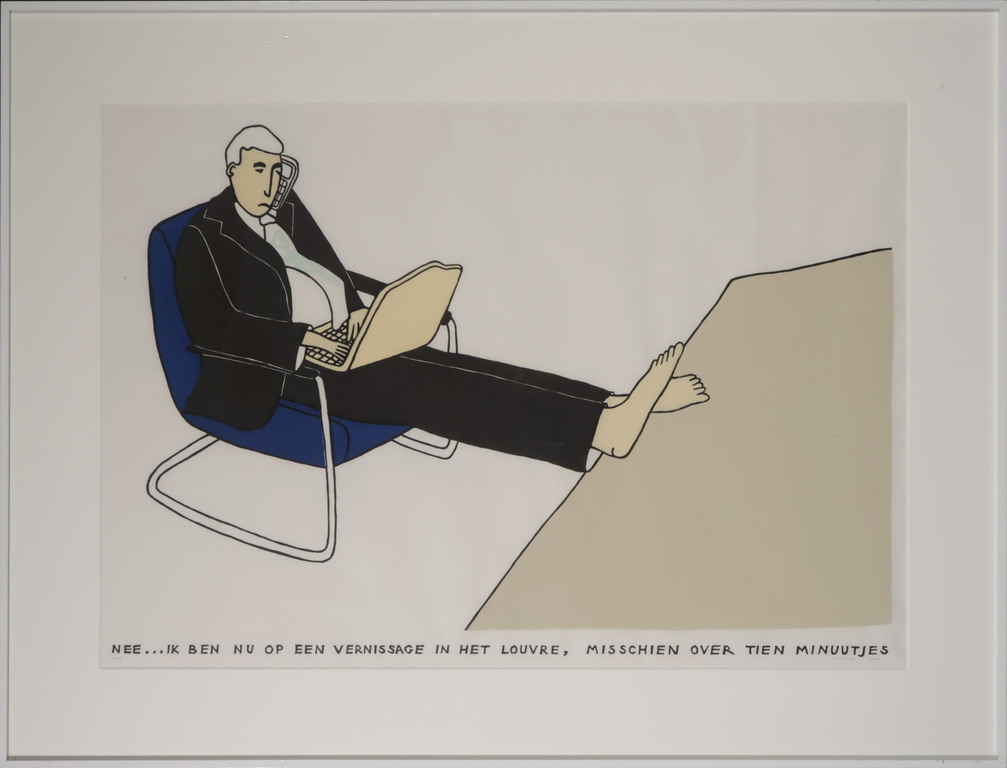 Arjanne Fakkel: Lino op Rijstpapier, Nee... ik ben nu op een ver... - Ingelijst kopen? Bied vanaf 20!