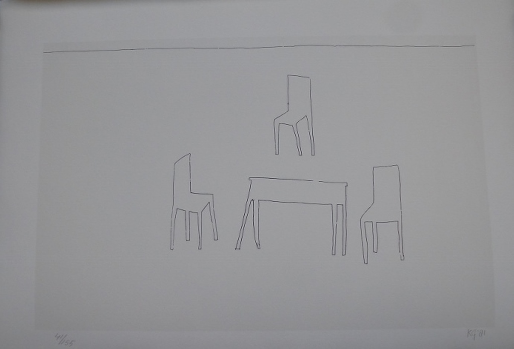 Klaas Gubbels, zeefdruk: Verlegen schaduwen 1, handgesigneerd en genummerd verkocht voor € 125!