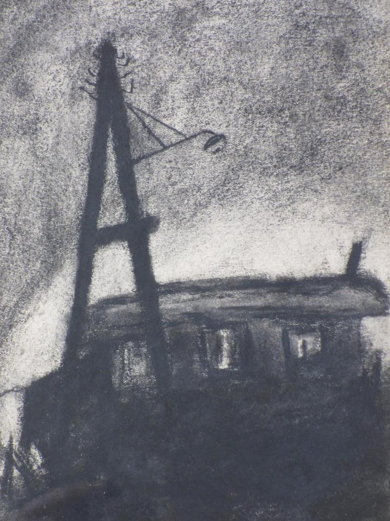 Jacques Idserda, Woonwagen bij nacht, Zwart krijt kopen? Bied vanaf 40!