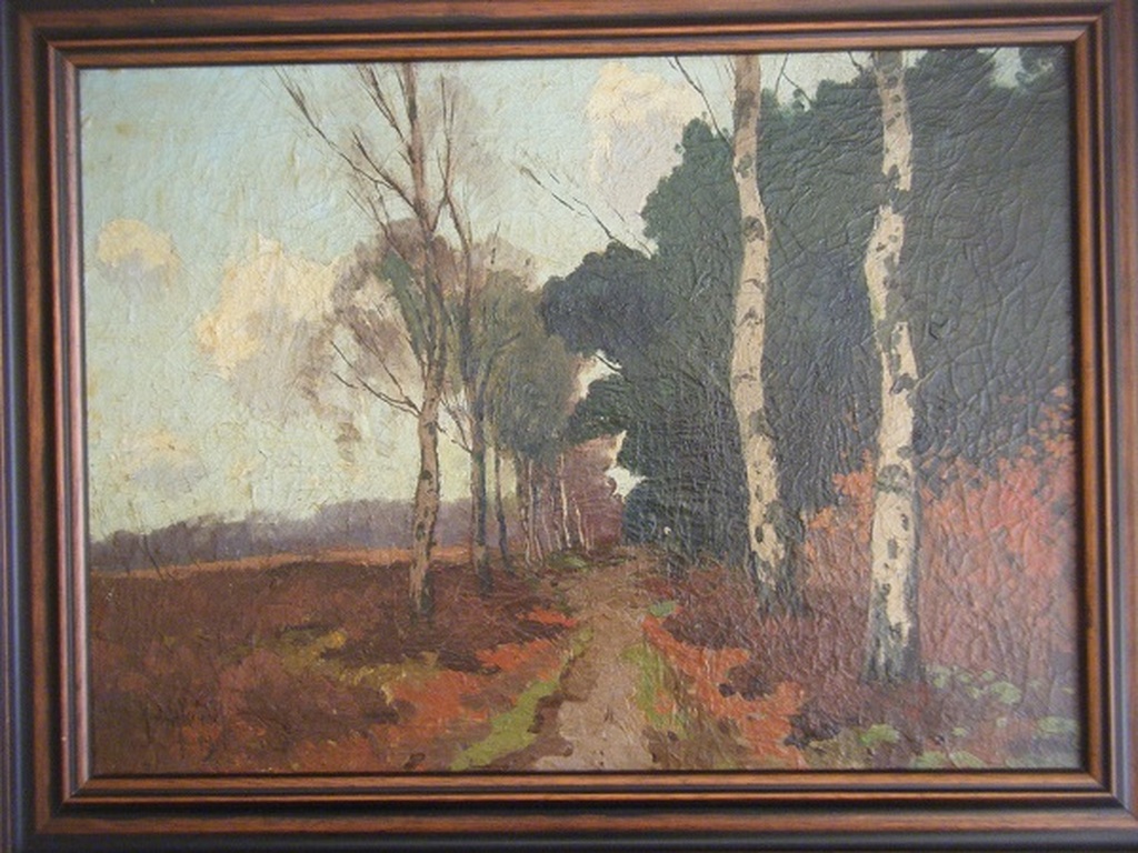 Andries Verleur  1876-1953    Olieverf op doek   ,Bosrand verkocht voor € 50!