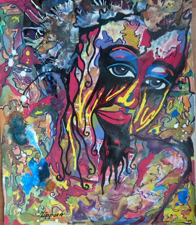 Zippora meijer  Devotion  Gem techniek op aquarelpapier verkocht voor € 45!