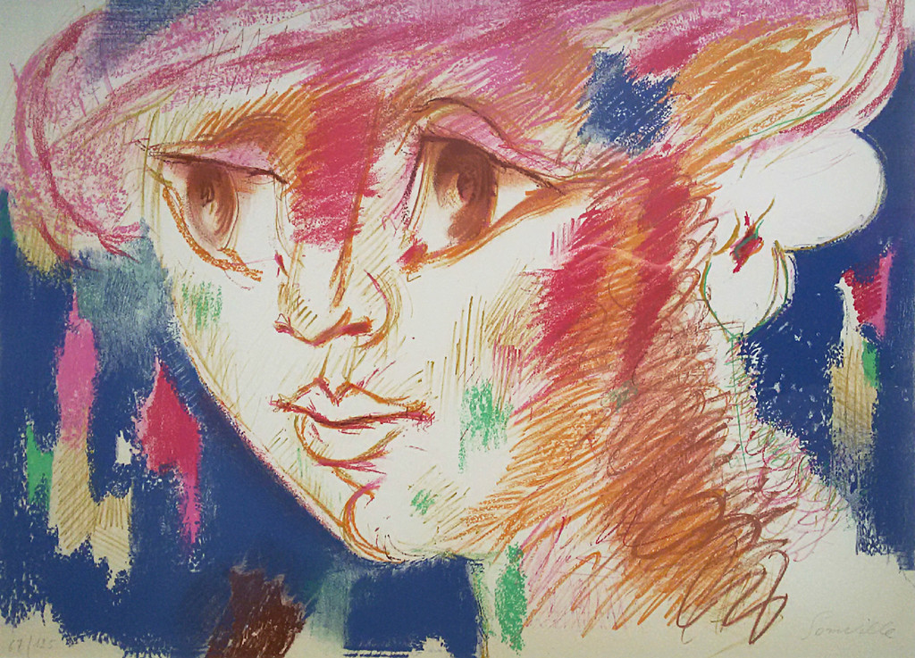 Roger Somville - Personage, litho (ingelijst) verkocht voor € 125!