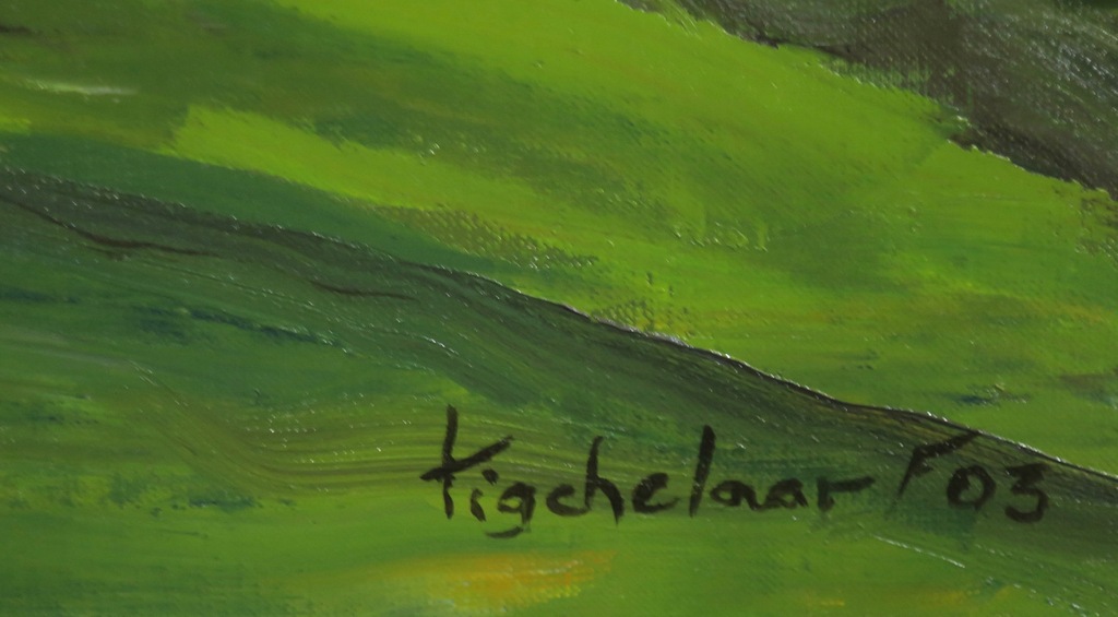 Andre Tigchelaar: Olieverf op doek, De Betuwe - Ingelijst (Groot) kopen? Bied vanaf 1!